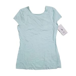 NIKE Yoga Luxe Short Sleeve Teal Tint / Barely Green Top Womens Small